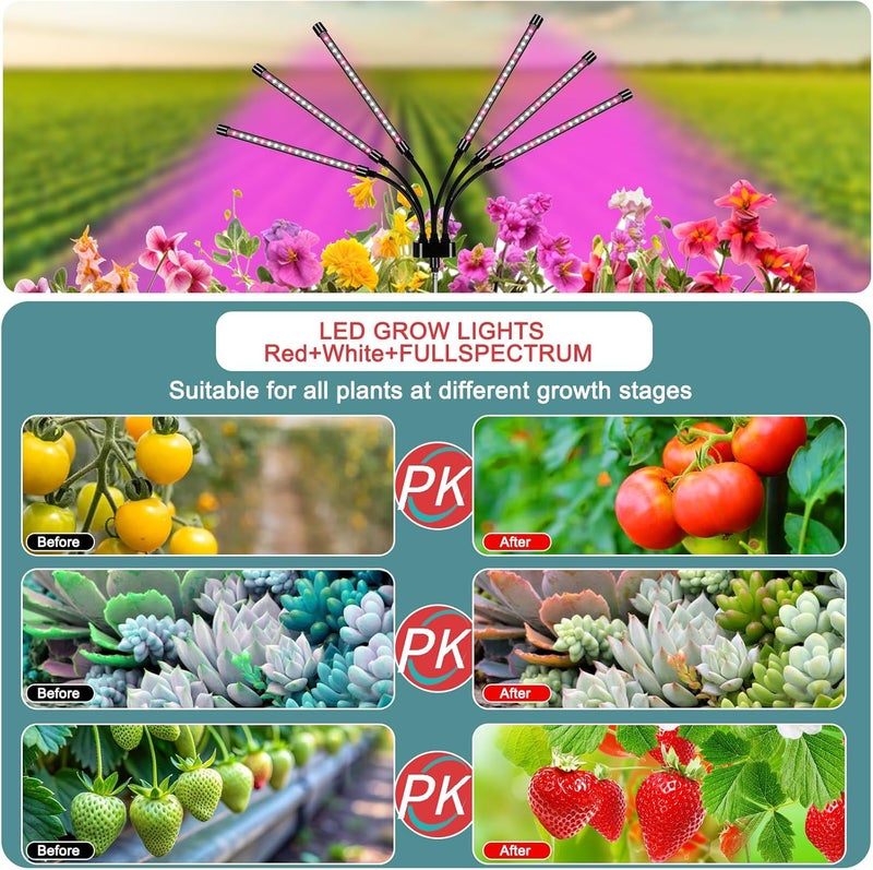 Mefflypee Grow Lights for Indoor Plants, LED Grow Light Stand, Red White Full Spectrum Plant Lamp with Adjustable Tripod, Gooseneck, Suitable for Flowers Vegetables (Type B) - Image 3